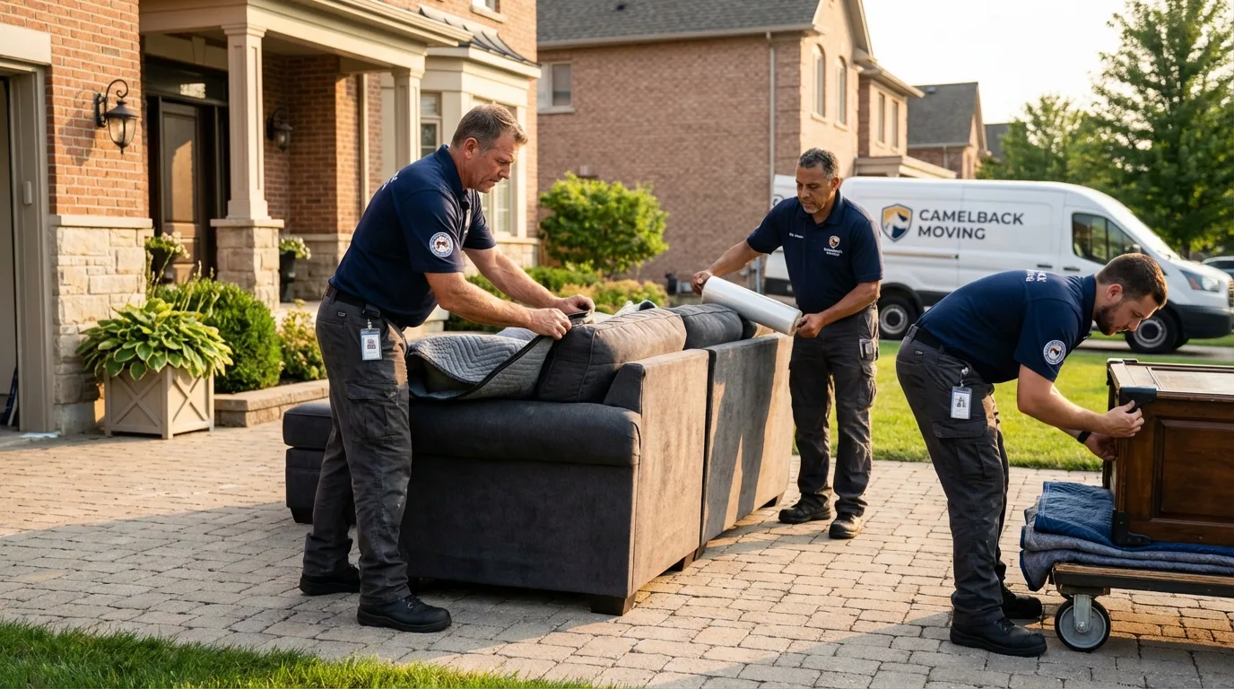 Large estate moving crew wrapping furniture in Plainville, KS