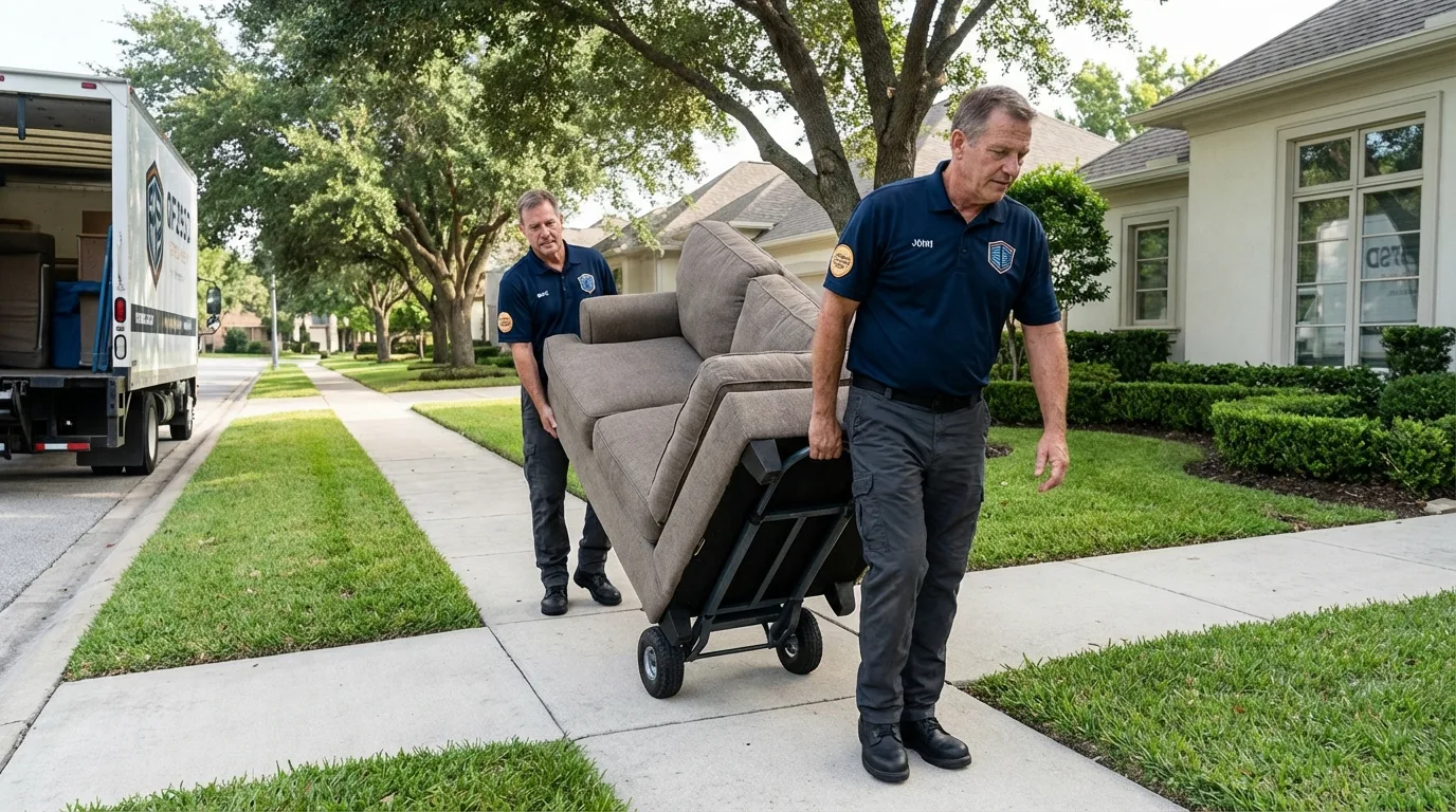 Local residential moving crew loading furniture in Plainville, KS